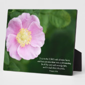 箴言3:5-6キリスト教の聖書聖句ピンクの花 フォトプラーク (側面)