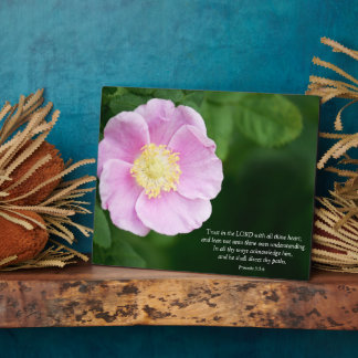 箴言3:5-6キリスト教の聖書聖句ピンクの花 フォトプラーク