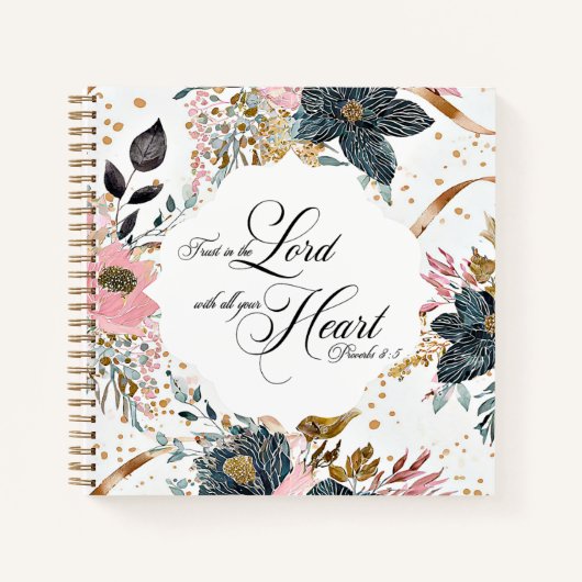 箴言3:5-6主なる聖書の聖句への信頼 ノートブック (正面)