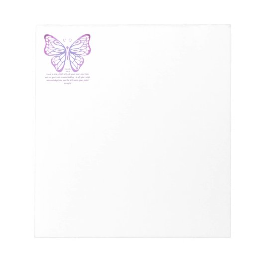 箴言3:5,6聖なる書物、 経典インスピレーション蝶 ノートパッド (正面)