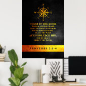 箴言3:5-6聖書の節 ポスター (ホームオフィス)