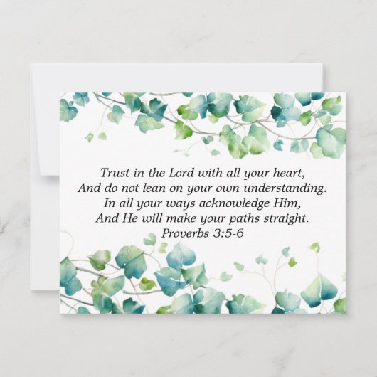 箴言3:5-6英語ビルマのツタ白いノートカード ノートカード (正面)