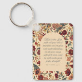 箴言3:5-6 主を信頼せよ ビンテージ フラワーリング キーホルダー (正面)