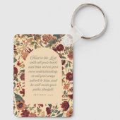 箴言3:5-6 主を信頼せよ ビンテージ フラワーリング キーホルダー (裏面)
