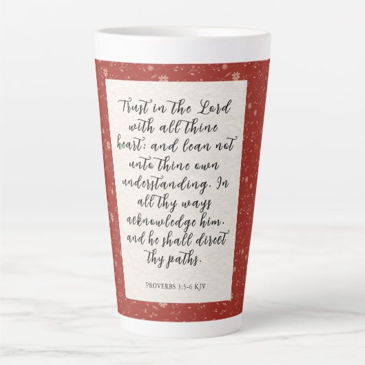 箴言3:5-6 KJV聖書の詩のイメージ カフェラテマグ (正面)