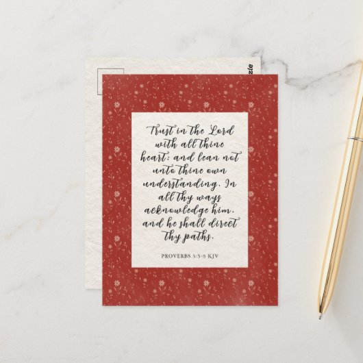 箴言3:5-6 KJV聖書の詩のイメージ ポストカード (正面/裏面インサイチュ)