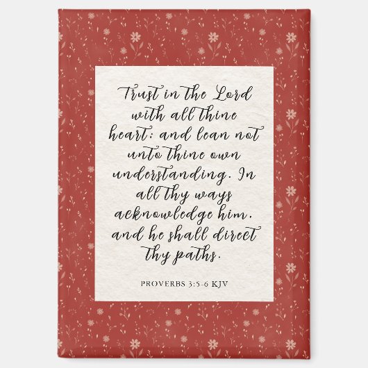 箴言3:5-6 KJV聖書の詩のイメージ マグネット (正面)