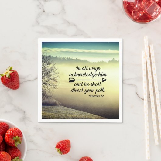 箴言3:6彼はあなたの道を導く聖書の聖句 スタンダードカクテルナプキン (インサイチュ)