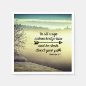 箴言3:6彼はあなたの道を導く聖書の聖句 スタンダードカクテルナプキン (正面)