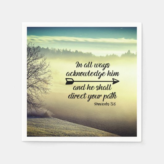 箴言3:6彼はあなたの道を導く聖書の聖句 スタンダードカクテルナプキン (正面)