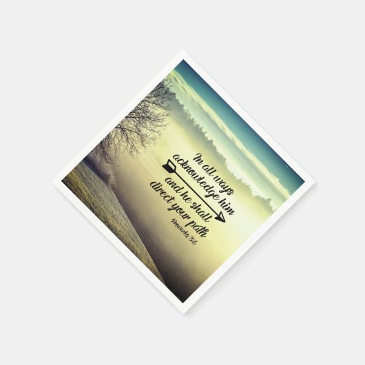 箴言3:6彼はあなたの道を導く聖書の聖句 スタンダードカクテルナプキン (角)