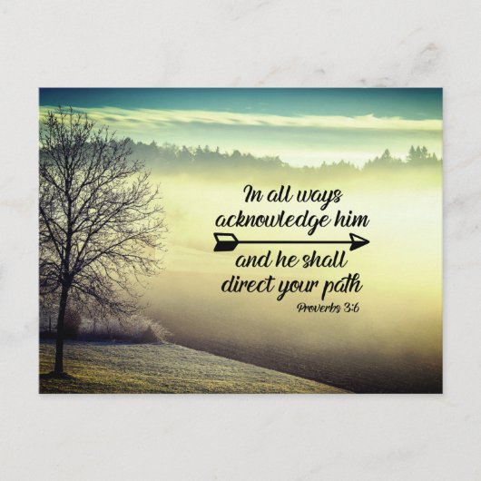 箴言3:6彼はあなたの道を導く聖書の聖句 ポストカード (正面)