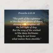 箴言4:18-19聖なる書物、 経典メモリカード ポストカード (正面)