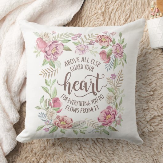 箴言4:23 – あなたのハートを守る クッション (ブランケット)