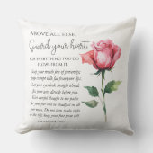 箴言4:23-27あなたのハート聖なる書物、 経典の花を守る クッション (正面)