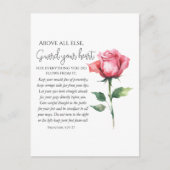 箴言4:23-27あなたのハート聖なる書物、 経典の花を守る ポストカード (正面)