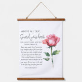 箴言4:23-27あなたのハート聖なる書物、 経典の花を守る 吊り下げ型タペストリー (正面)