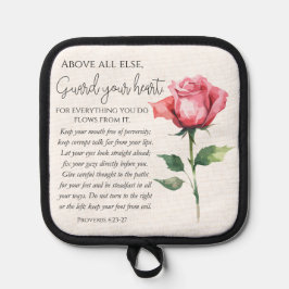 箴言4:23-27あなたのハート聖なる書物、 経典の花を守る 鍋敷き