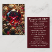 箴言8:10-12 KJVカード – クリスマスRuby Wisdom 名刺 (正面/裏面)