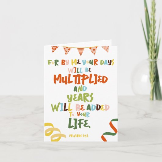「箴言9:11」ヴィンテージ聖書の一節 誕生日 サンキューカード (正面)