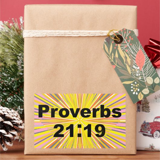 箴言 21:19 長方形シール (クリスマス)