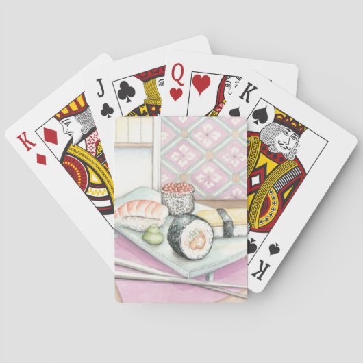 箸が付いている分類された寿司のプレート トランプ (裏面)