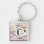 箸による寿司の組み合わせプレート キーホルダー (正面)