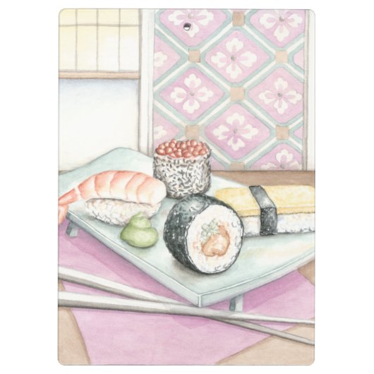 箸による寿司の組み合わせプレート クリップボード (裏面)