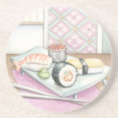 箸による寿司の組み合わせプレート コースター (正面)