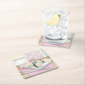 箸による寿司の組み合わせプレート スクエアペーパーコースター (インサイチュ)