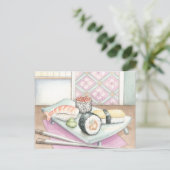 箸による寿司の組み合わせプレート ポストカード (スタンド正面)