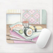 箸による寿司の組み合わせプレート マウスパッド (マウス)
