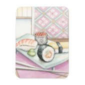 箸による寿司の組み合わせプレート マグネット (縦)