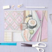 箸による寿司の組み合わせプレート 薄葉紙 (クラフト)