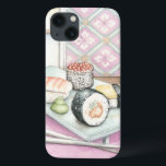 箸による寿司の組み合わせプレート iPhone 13ケース<br><div class="desc">Megan Meagher絵を描は、お食事に箸のペアで完成した様々な寿司の美味しいプレート楽しむ。この素晴らしいスナックは味わえるよ！買プリント!</div>
