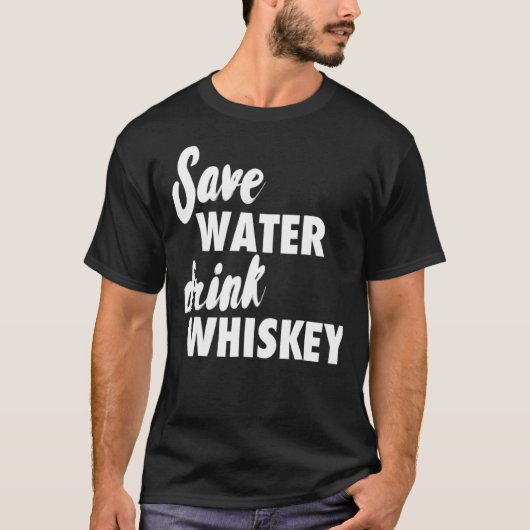 節水 ウイスキー飲もう Tシャツ (正面)