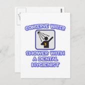 節水…歯科衛生士を備えたシャワー ポストカード (正面/裏面)