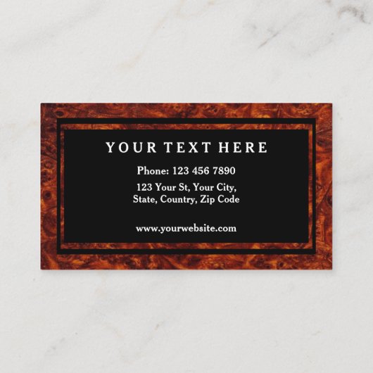 節玉の木製パターンおよびあなたの文字 名刺 (裏面)