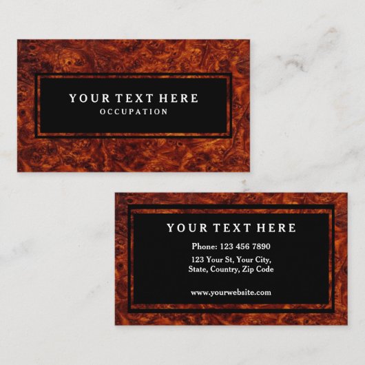 節玉の木製パターンおよびあなたの文字 名刺 (正面/裏面)