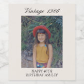 節目の誕生日パーティーの飾り物 昔の年の写真 ワインラベル (シングルラベル)