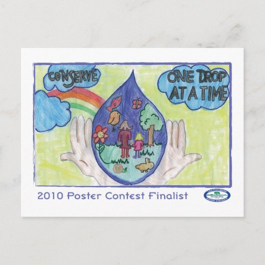 節約 – 一度に1回のドロップ ポストカード (正面)