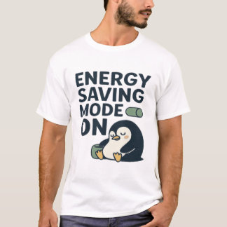 節電モードオン -面白い電池の怠け者モード Tシャツ