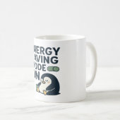 節電モード オン - かわいいペンギンのデザイン コーヒーマグカップ (正面右)