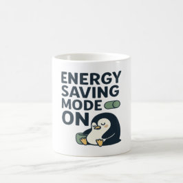 節電モード オン - かわいいペンギンのデザイン コーヒーマグカップ