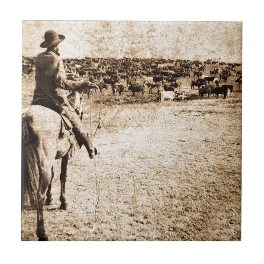 範囲のヴィンテージのカウボーイの古い西の家 タイル (正面)