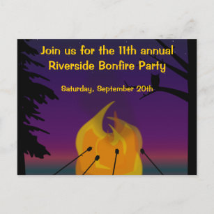 篝火のパーティーの郵便はがきの招待状 インビテーションポストカード