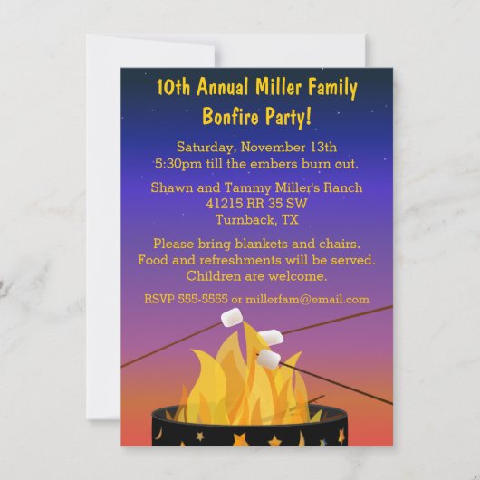 篝火の屋外の収集 招待状 (正面)