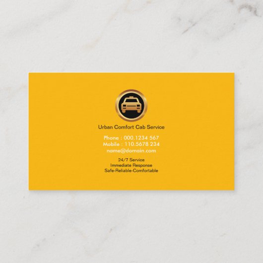 簡シンプル潔明るいプロフェッショナルタクシー 名刺 (裏面)