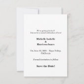 簡単でカジュアル、そして楽しい テキストと写真の結婚式日程お知らせ セーブザデート (裏面)