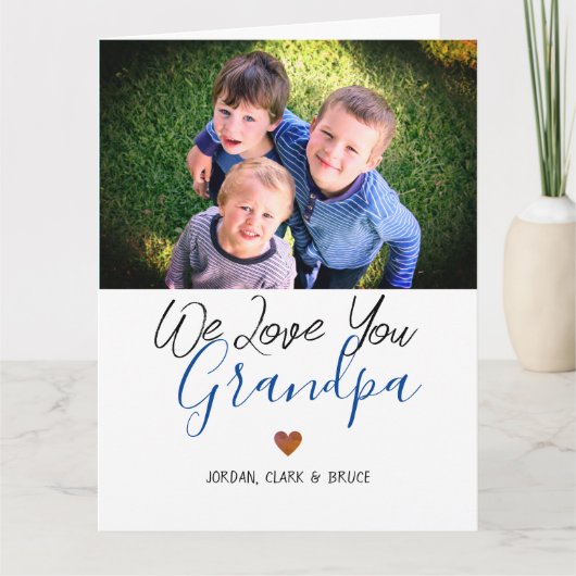 簡単なお父さんの日、じいちゃん2枚の写真 カード (正面)